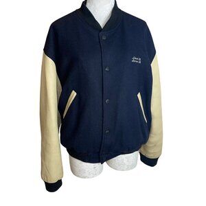 Hard Rock Cafe Vintage Mens Jacket Size Small Blue Barcelona Bomber Leather